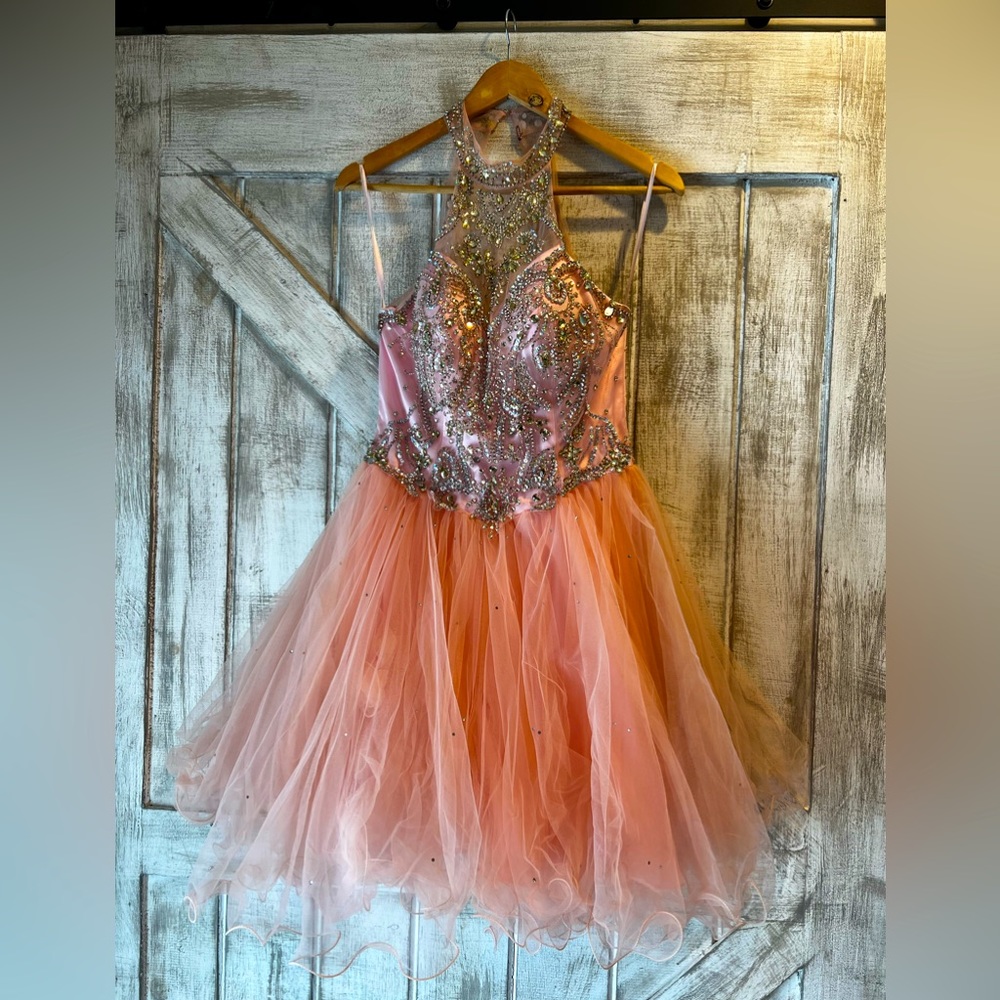 Embellished Halter A-line‎ Prom or Homecoming Dress Size small. Lace up back